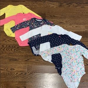 6 Carter’s 24 Month Long Sleeve Baby Girl Onesies